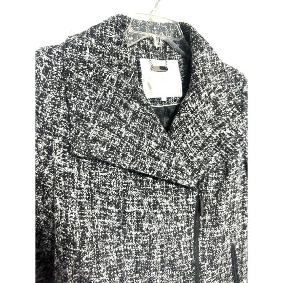 Rocha Tweed Jacket Sz 14 Black Gray Statement Coat John Rocha RJR Wide Collar - Picture 4 of 8